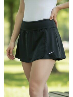 Nike Skirt Skort Womens Size Small Tennis Golf Black Dri-FIT Built-In Shorts NEW